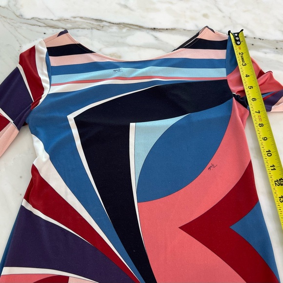 EMILIO PUCCI BLUE MULTI BACK BUCKLE DRESS SIZE IT 42 / US 8 - Picture 11 of 17